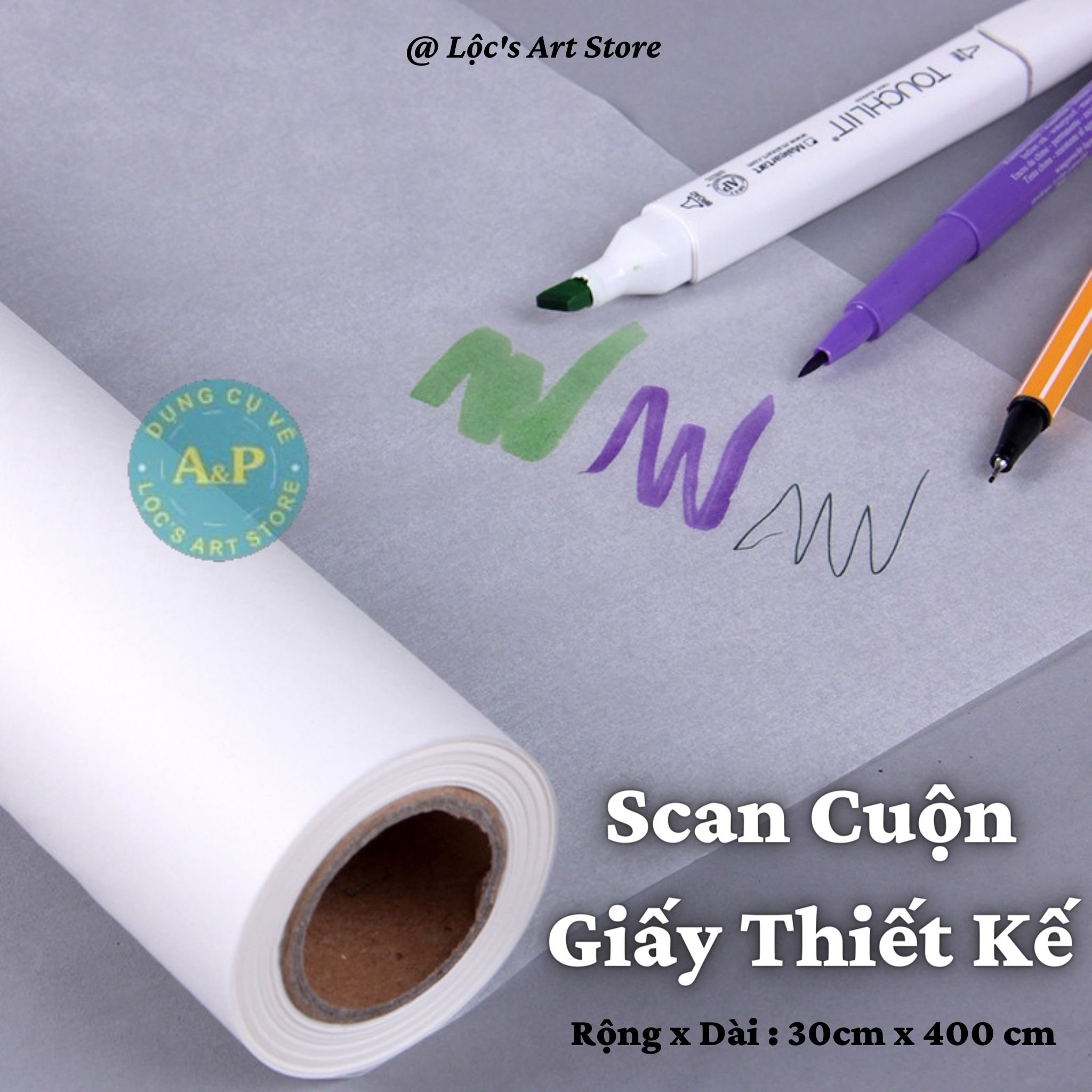 Cuộn giấy Scan mỏng, giấy thiết kế rộng 30cm dài 40m
