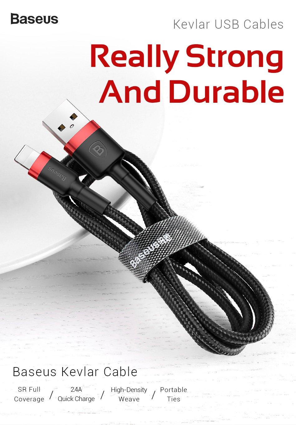 Cáp sạc nhanh 2.4A Baseus Cafule lightning cho iPhone/ iPad dài 1m