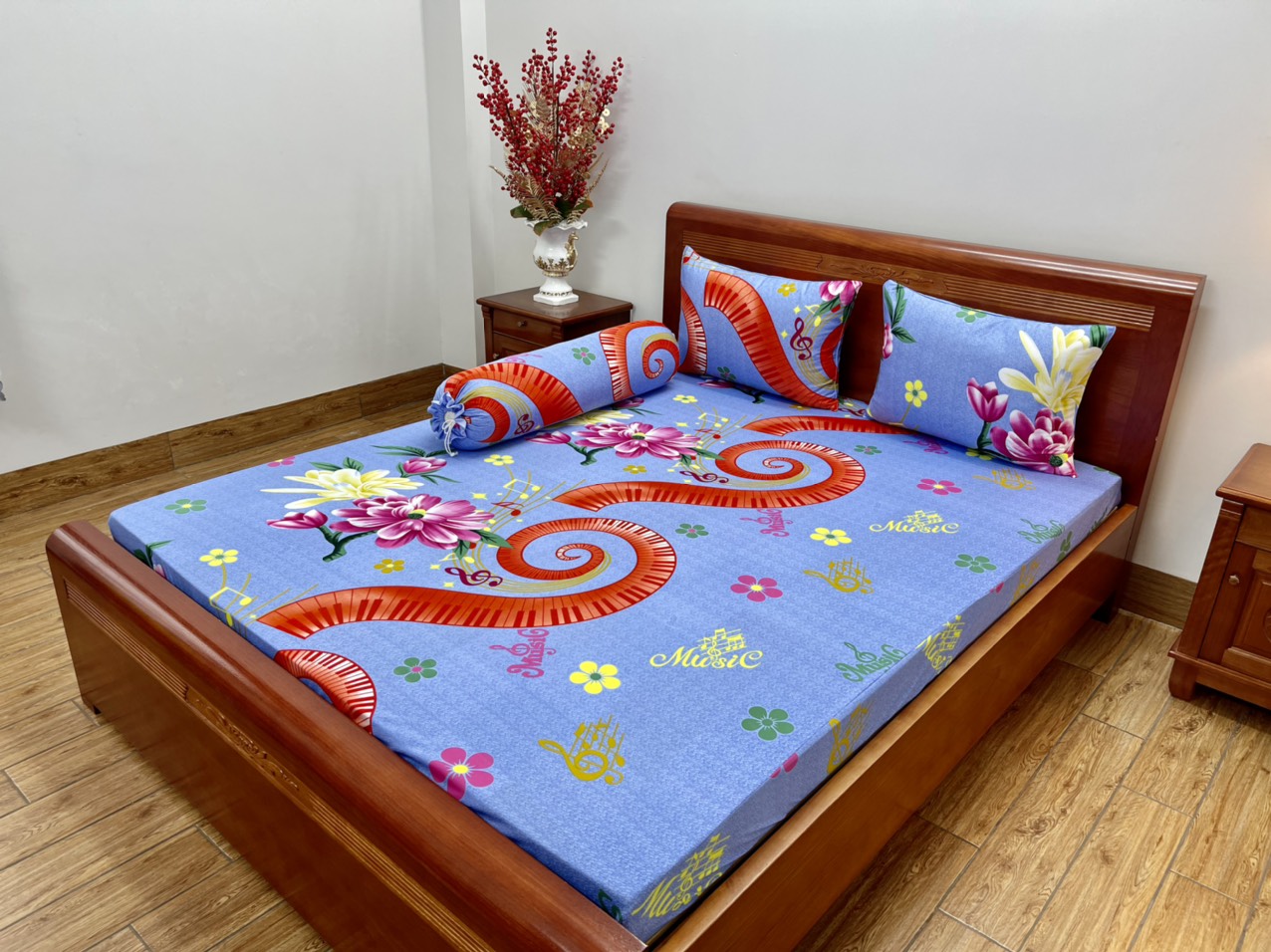 Bộ Ga nệm thun lạnh Hàn Quốc  4 món ( KT 2.2*2m nệm từ 3-15cm)