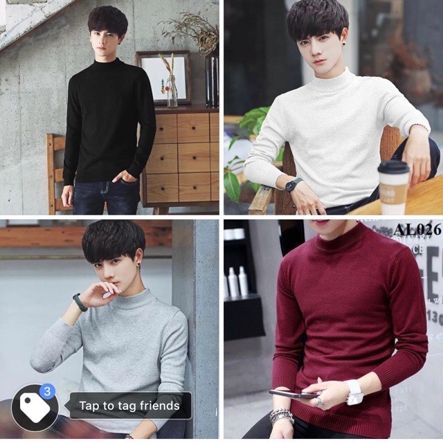 áo len nam cổ 3 phân đẹp ấm áp