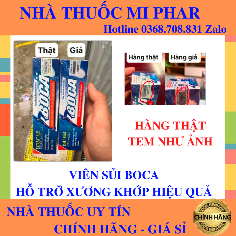 Sủi boca - viên sủi bảo vệ sức khỏe - hỡ trợ xương khớp - hộp 20 viên - trung sơn 1