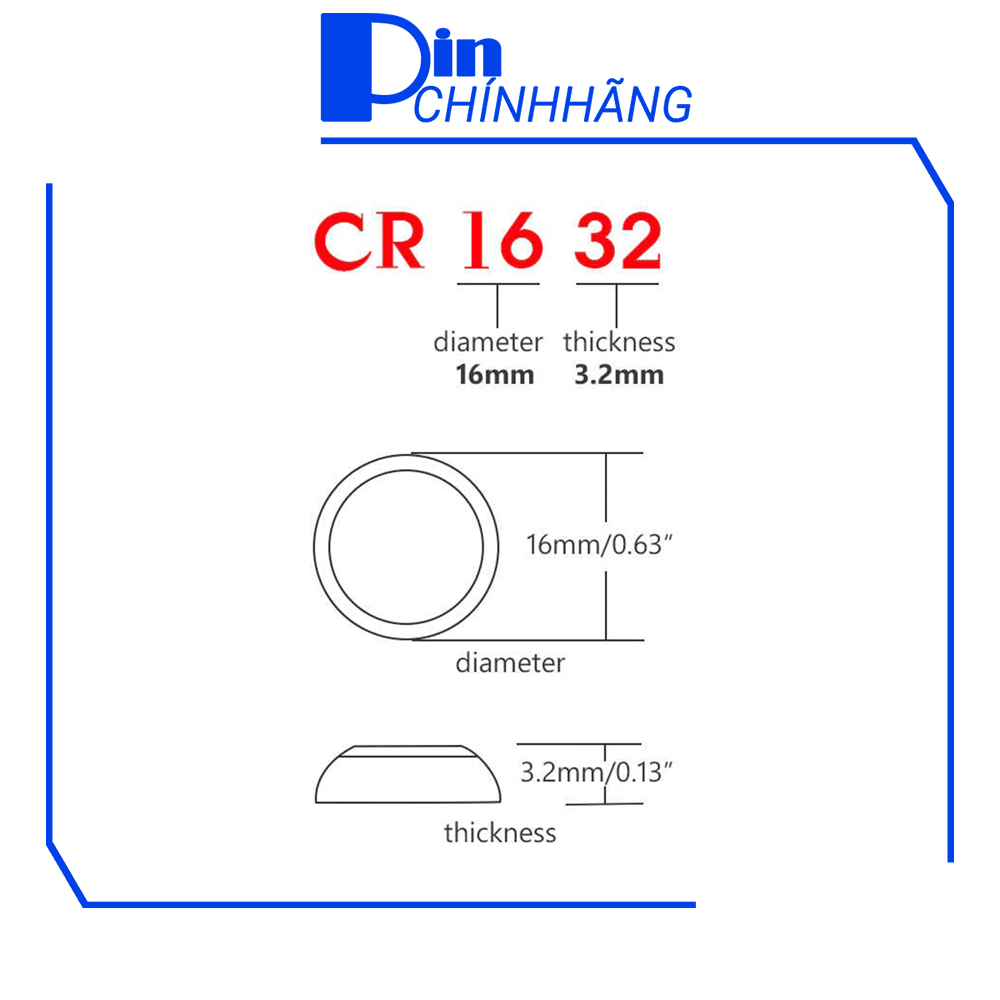 Vỉ 1 Pin Panasonic CR1632 Lithium 3V (Pin đồng hồ, remote, smartkey, v.v...)