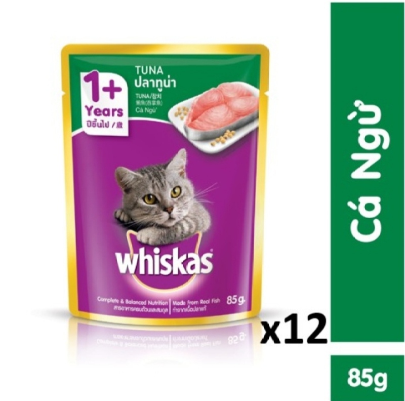 Bộ 12 túi thức ăn cho mèo Whiskas vị cá ngừ 85g