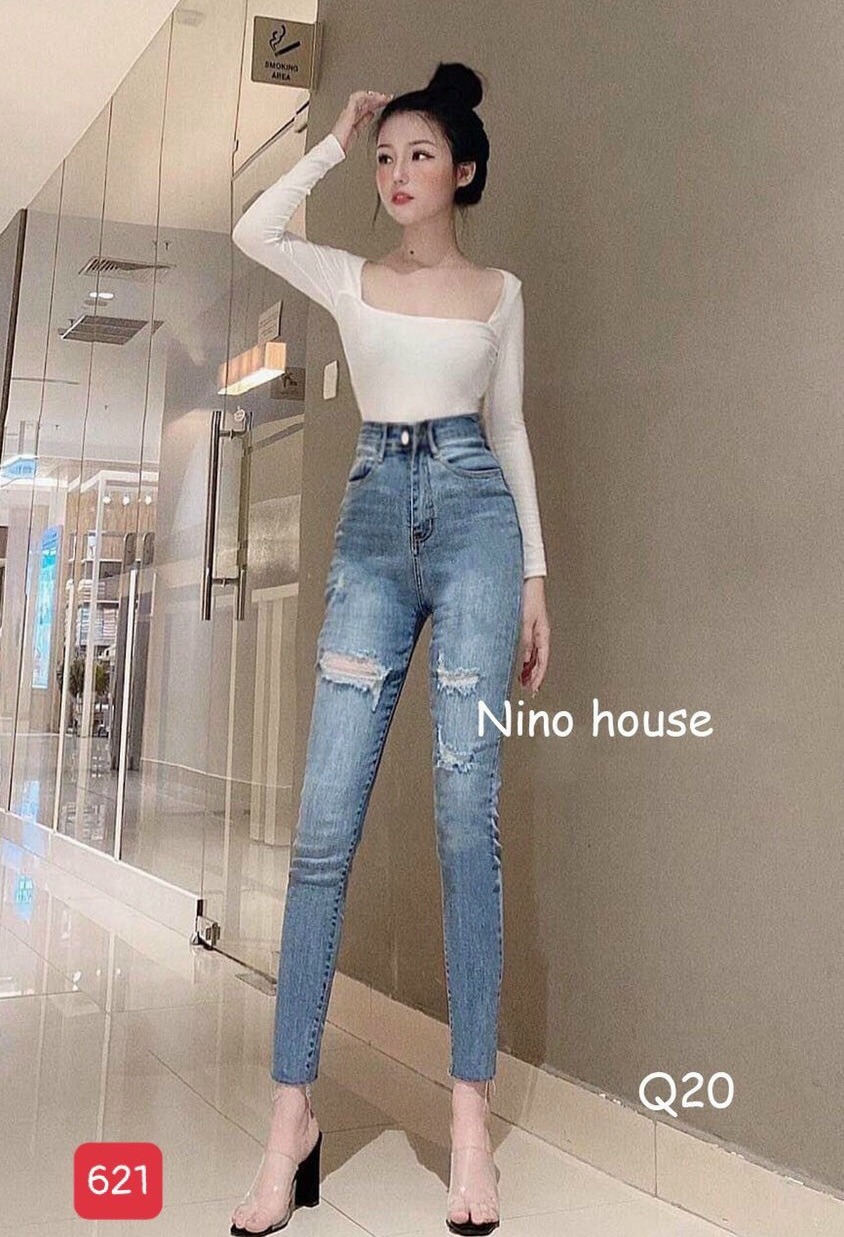 QUẦN JEAN NỮ RÁCH CHẤT LIỆU CAO CẤP THỜI TRANG WYN SHOP TB107