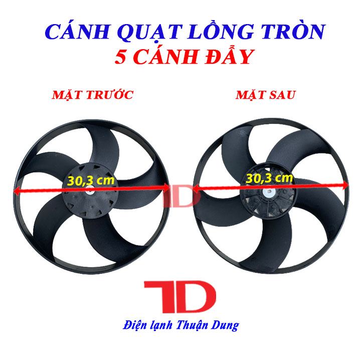 Cánh quạt dàn nóng ô tô, cánh quạt giải nhiệt 5 cánh đẩy, 6 cánh hút lồng tròn