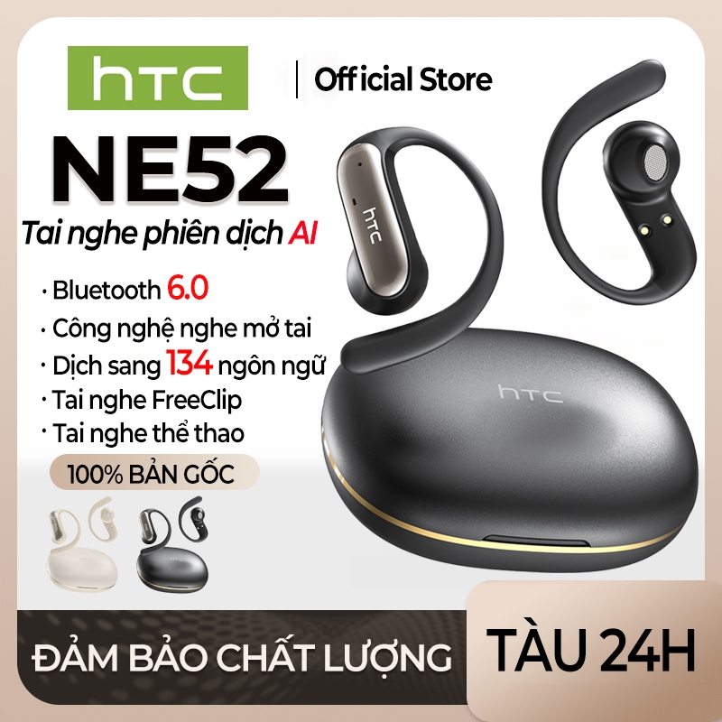 HTC NE52 AI Tai nghe dịch thuật thông minh tai nghe Bluetooth 6.0, dịch thuật thời gian thực 134 ngôn ngữ, tai nghe Bluetooth HiFi, tai nghe không dây AI, tai nghe chống ồn, thời lượng pin dài