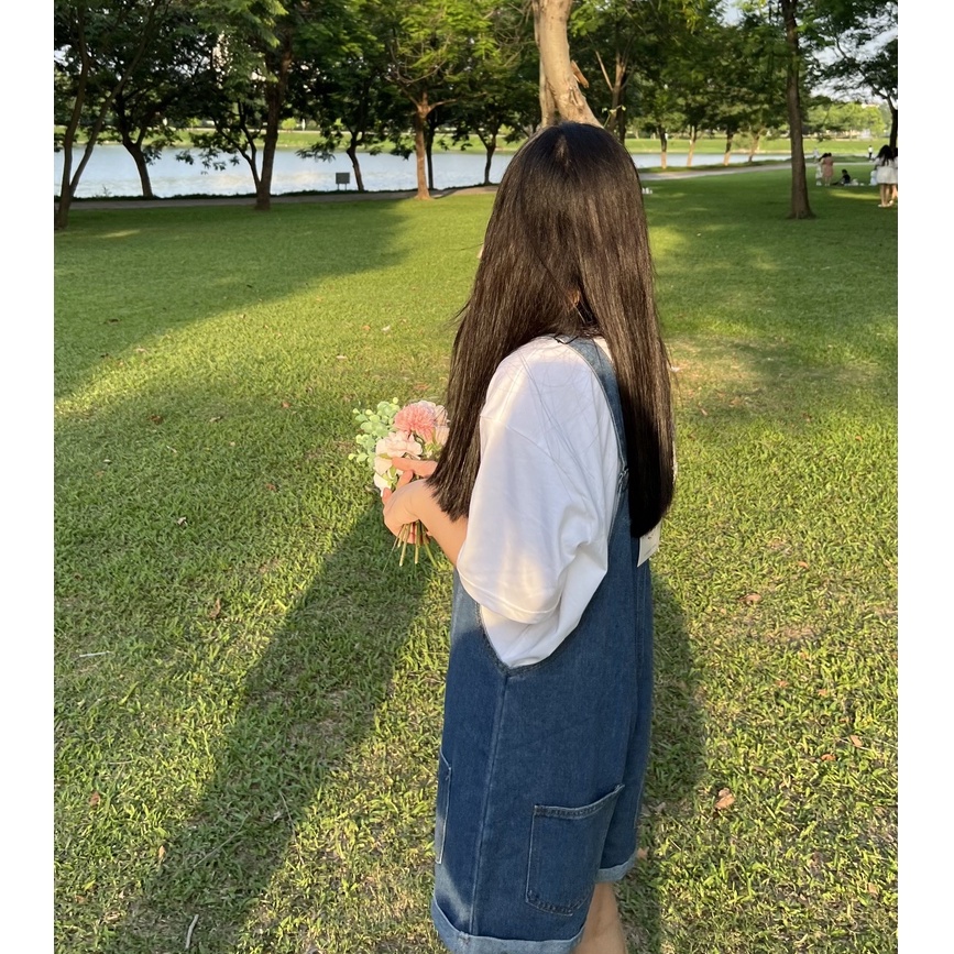 Váy Yếm Jean Basic Dáng Dài Vintage 2023 .