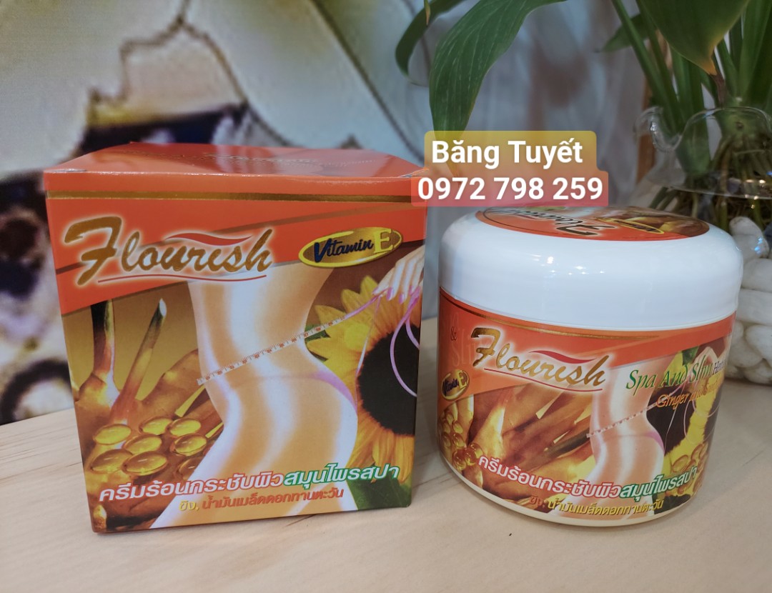 Kem tan mỡ bụng flourish gừng ớt 500ml thái lan cao tan mỡ bụng gừng ớt