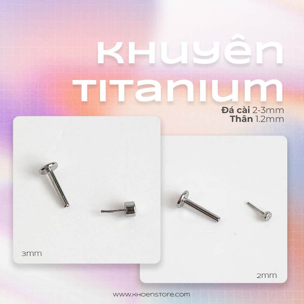 (1 Chiếc) Khuyên đá cài thân 1.2mm - Titanium - Khoen Store