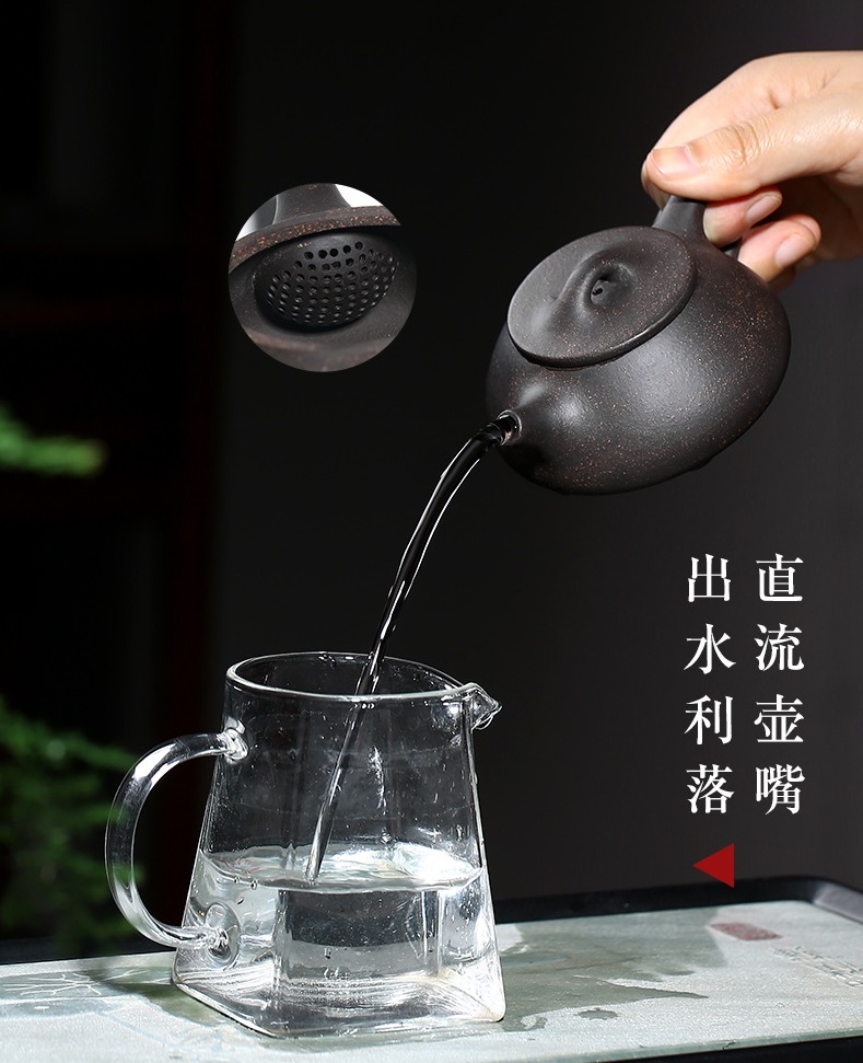 Ấm Tử Sa Nghi Hưng Thạch Biều 180 ml (Hắc Kim Sa)