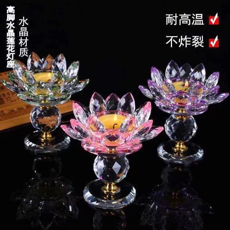 Đế nến pha lê hoa sen cao