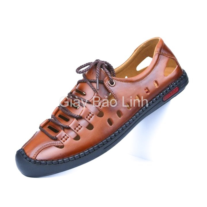 Giày Rọ Nam Bảo Linh - Lỗ Thoáng ( Rọ Nam Da Bò Đế Khâu Mềm Mã SD01)