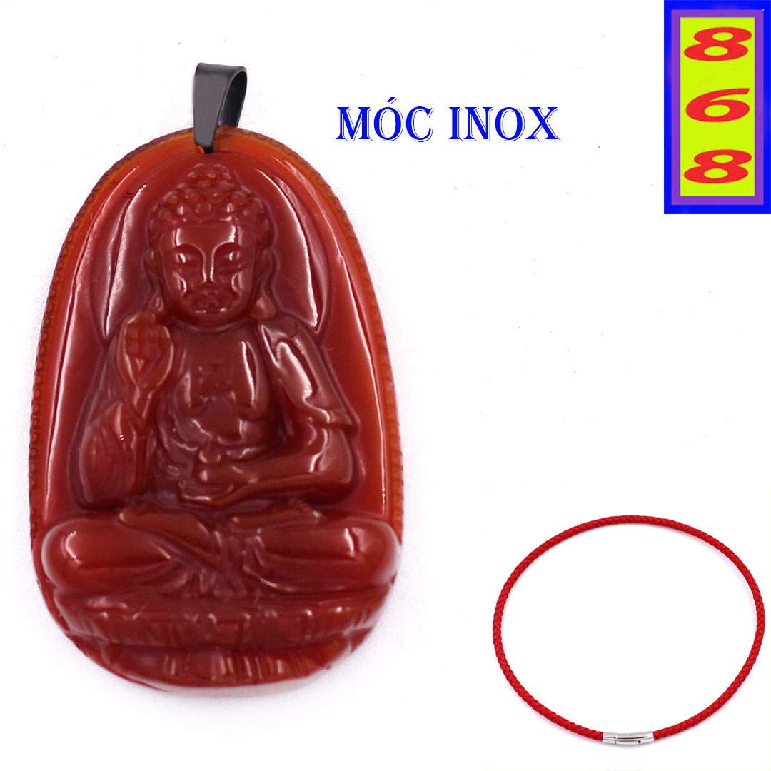 A Amitabha red agate pendants medium size 3.6cm & large size 4.5cm-with chain stainless steel-Buddha though