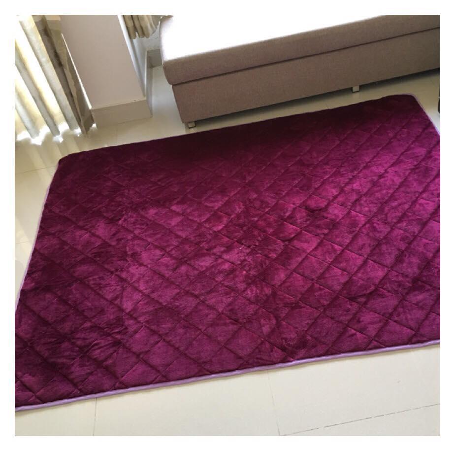 Thảm lông đa năng  trải sàn, trải giường cao cấp 1.6*2 m màu tím(thảm chần )