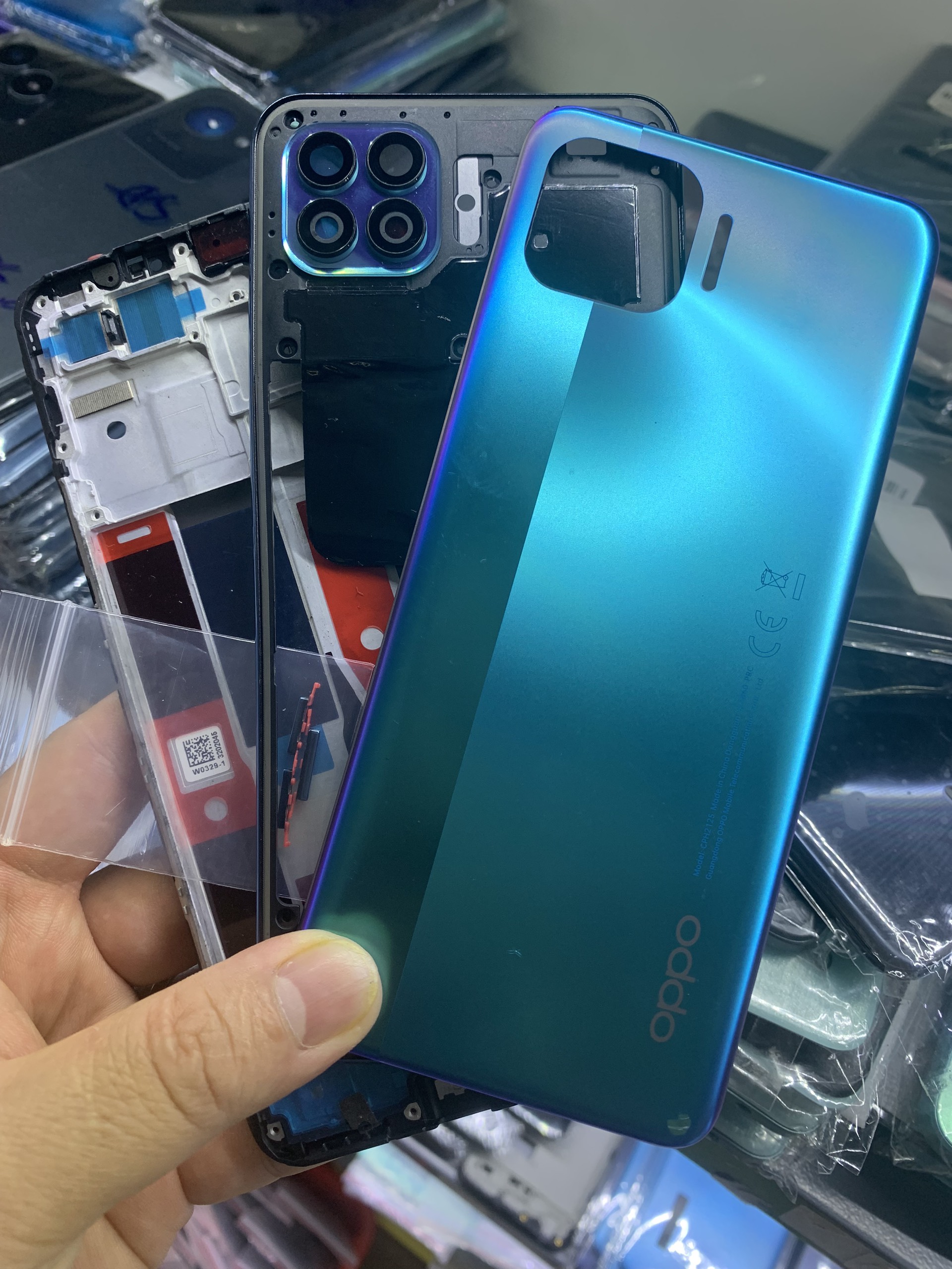 Bộ vỏ zin hãng oppo A93 Full bộ gồm lưng, xương, phím, cụm kính camera