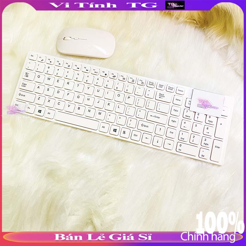 [HCM]Combo bàn phím chuột không dây màu hồng