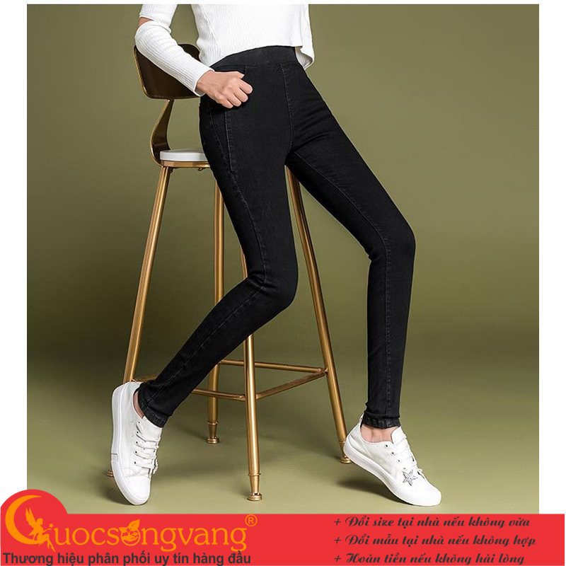 Quần jean nữ đẹp co giãn kiểu lưng cao lưng thun dáng thể thao GLQ009