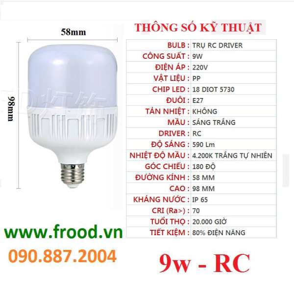 Combo 30 bóng LED tiết kiệm 9w ánh sáng vàng