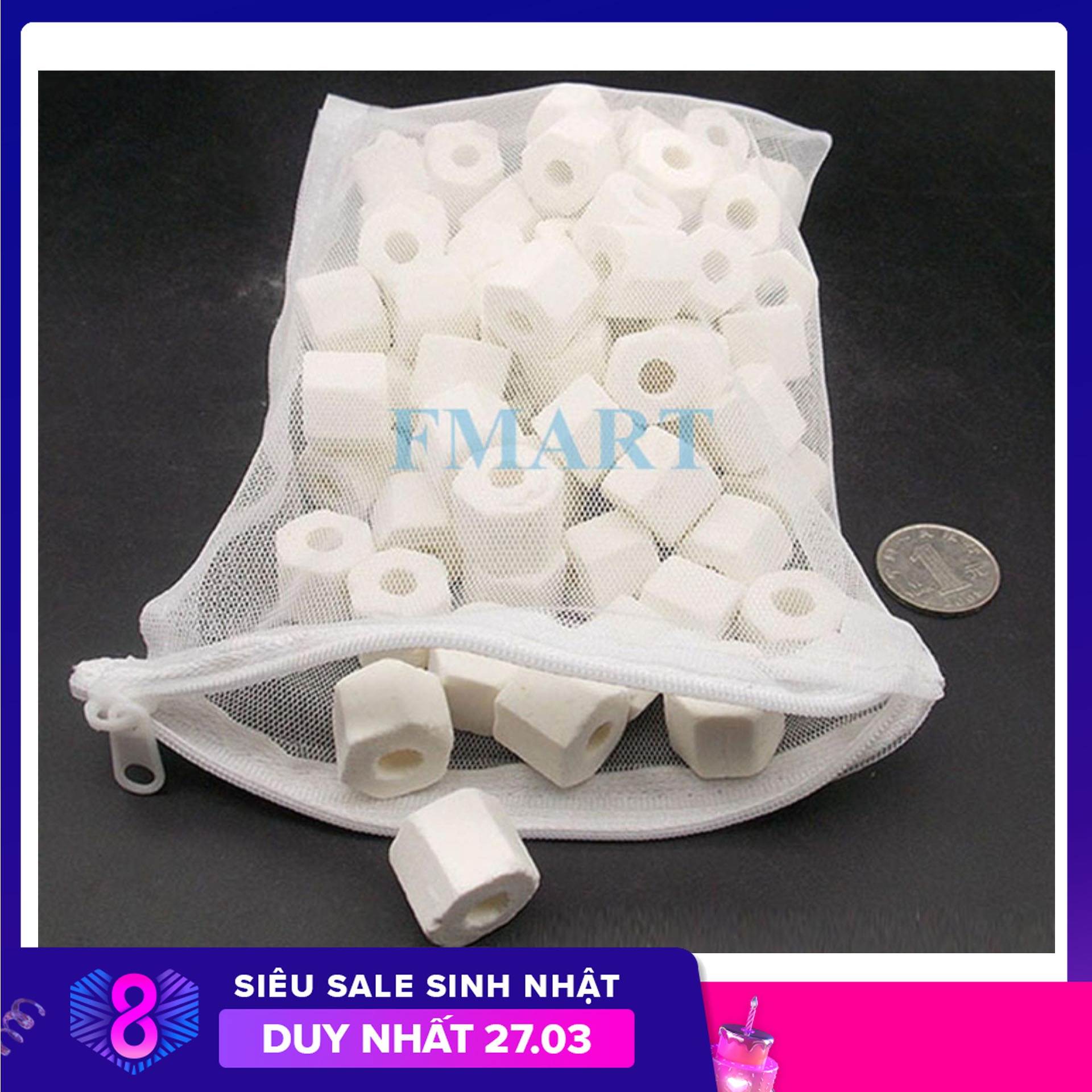 Aquarium DRAWSTRING 37X29cm Filter Media Net Bag fish tank ( WHITE)