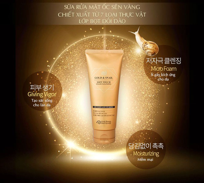Sữa rửa mặt làm sáng da Gold Snail 24k 170ml