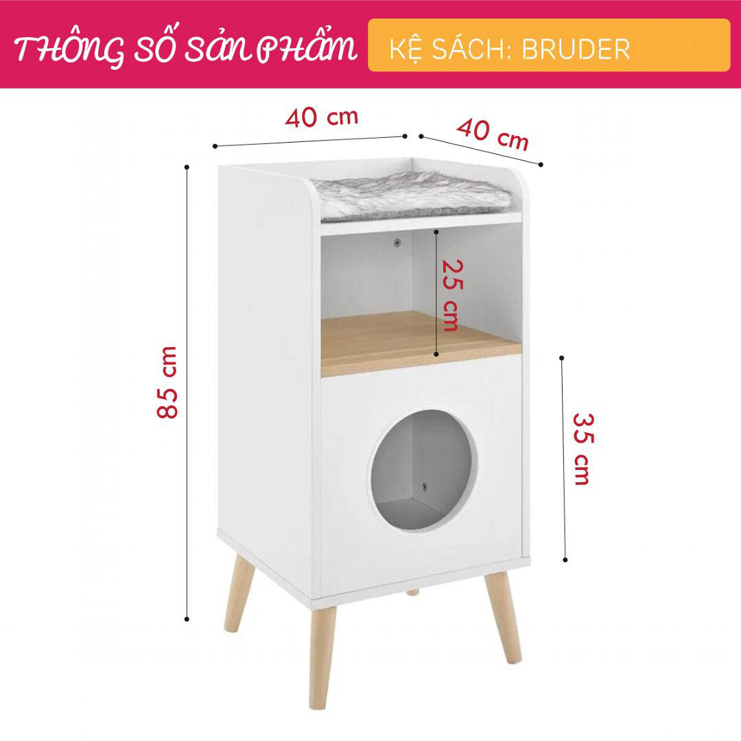 Kệ sách, kệ trang trí gỗ hiện đại SMLIFE Bruder | Gỗ MDF dày 17mm chống ẩm | D40cm x R40cm x C85cm