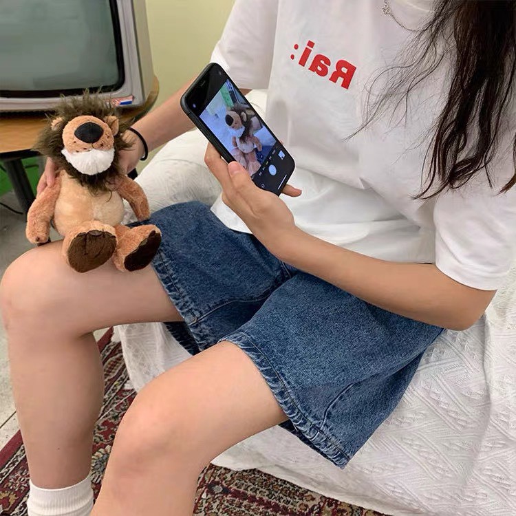 Quần short jean nữ ngố ống rộng