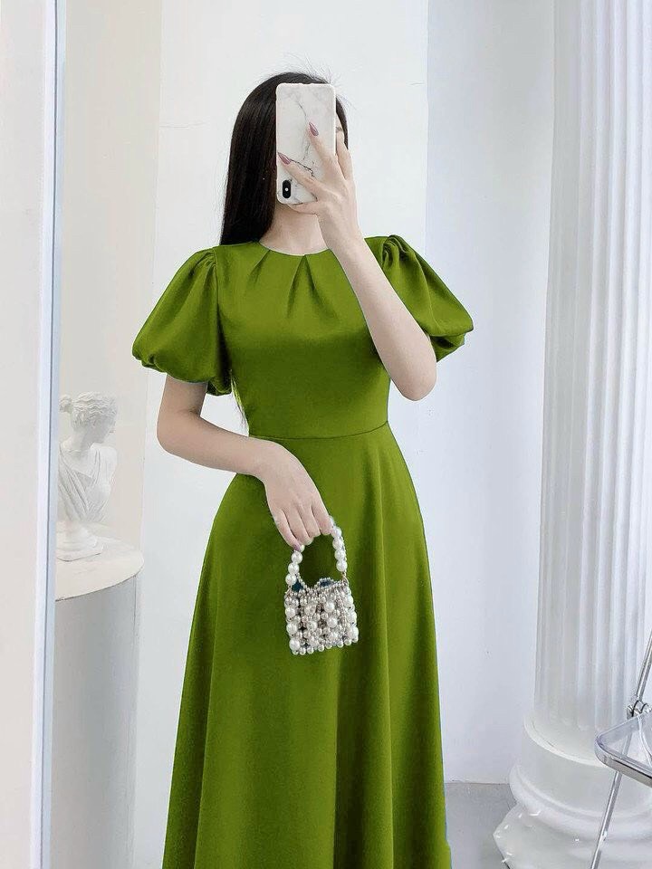 FreeshipMAX[HCM] ĐẦM XÒE XANH TAY PHỒNG