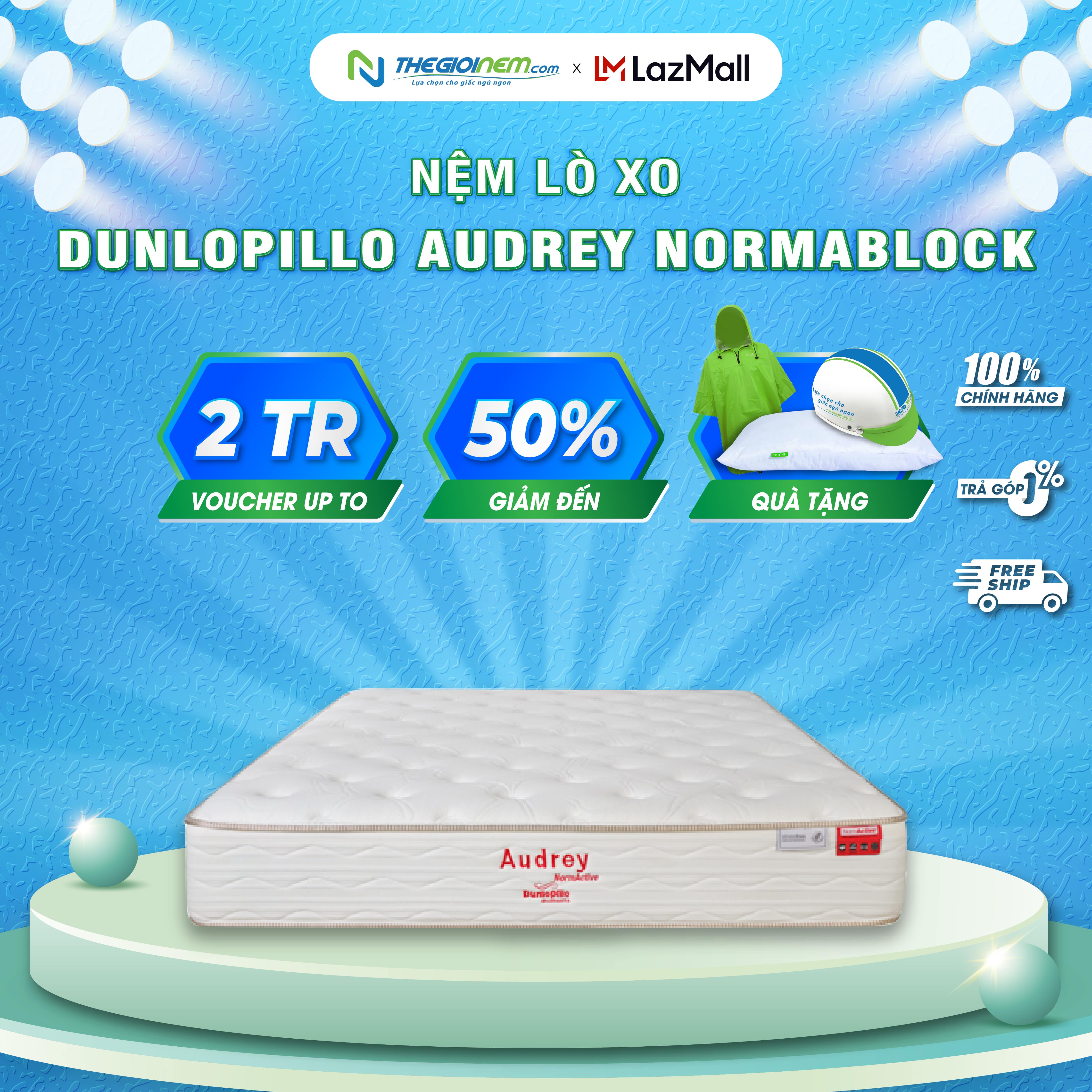 [Trả góp 0%] Nệm lò xo Dunlopillo Audrey Normablock 180x200x25cm