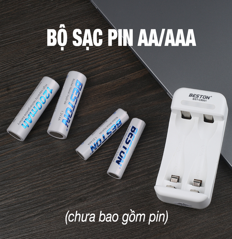 Bộ Sạc Pin AA/AAA Beston C8001 Cho Micro Karaoke loa đồ chơi trẻ em đồng hồ thiết bị điện tử đèn flash