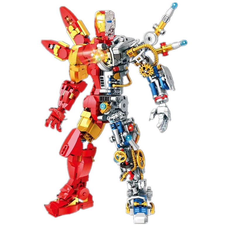 Đồ chơi lắp ráp mô hinh Super Hero 6069 iron king mô hình iron man nữa người có đèn led