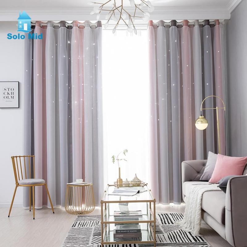 Rèm Ngôi Sao Rỗng Chuyển Màu, Rèm Cửa Sổ Chắn Sáng Toàn Bộ Phòng Ngủ Trang Trí Nhà Cửa