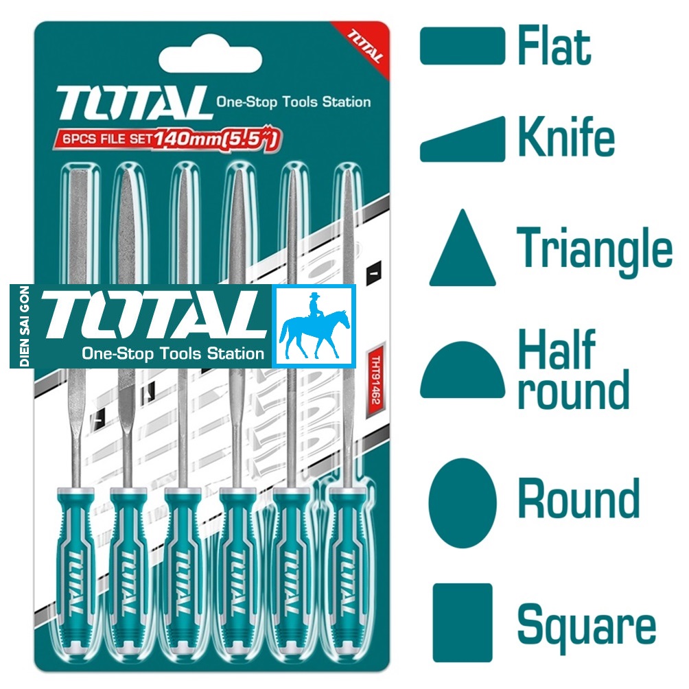 Bộ 6 kiểu giũa sắt giũa kim loại 3mm dài 140mm total tht91462