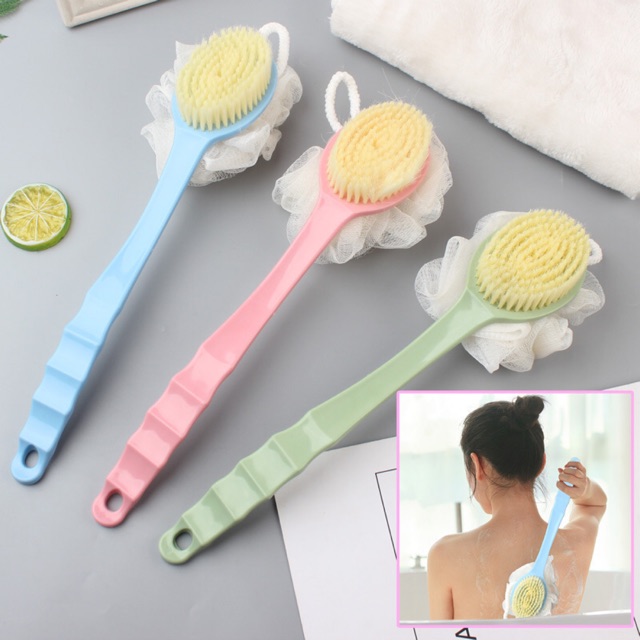 Cọ Lưng Tắm,BÀN CHẢI CỌ LƯNG KÈM BÔNG TẮM DÀI CAO CẤP- BÀI CHẢI CỌ LƯNG XUẤT NHẬT, BÀN CHẢI MASSAGE LƯNG KÈM BÔNG