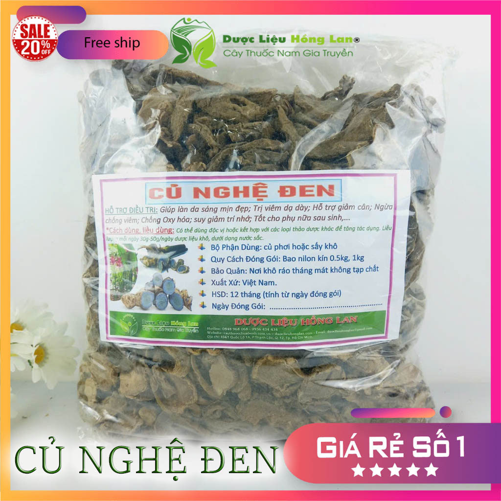 Củ Nghệ Đen khô sắt lát 500gram