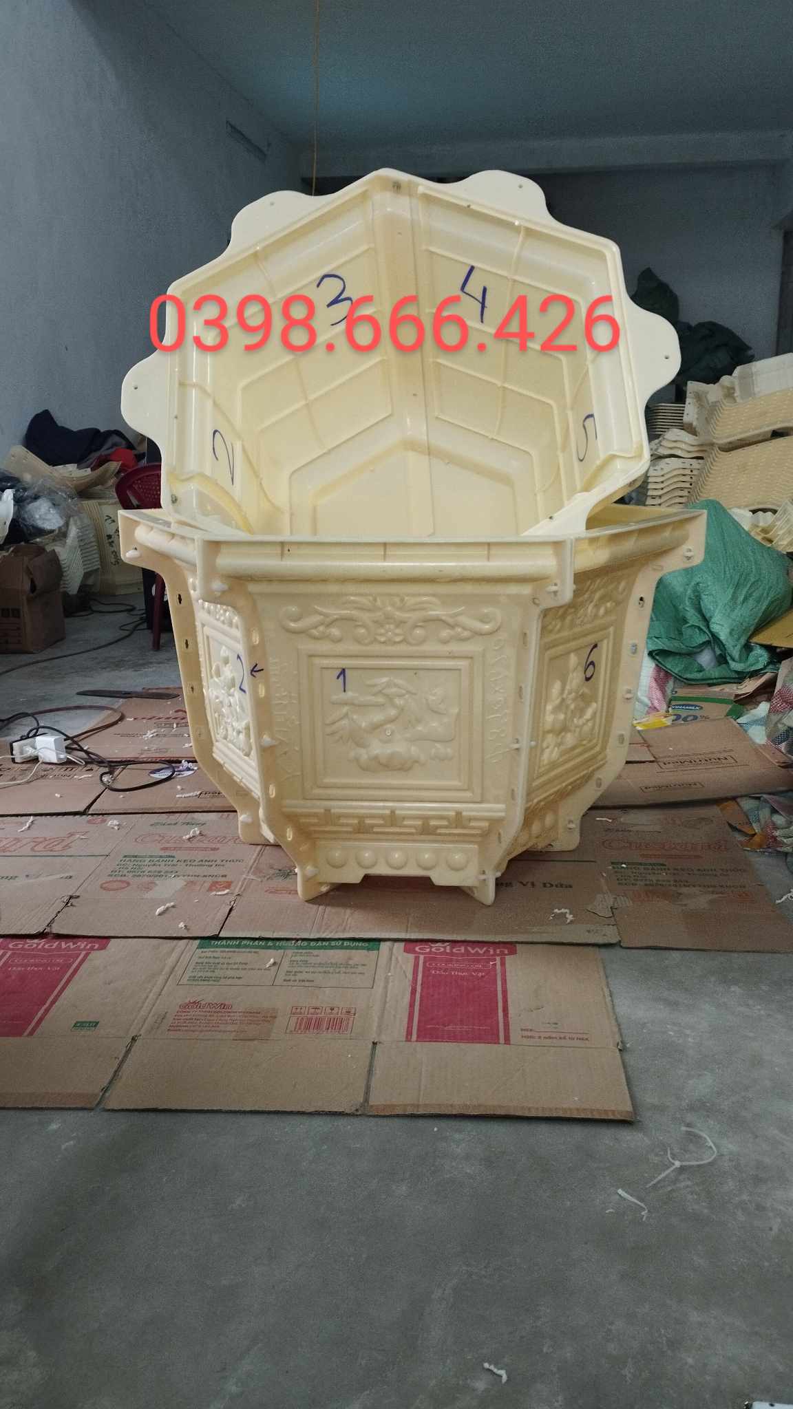 Khuôn đúc chậu cảnh lục giác 80 nhựa ABS đầy đủ lòng trong