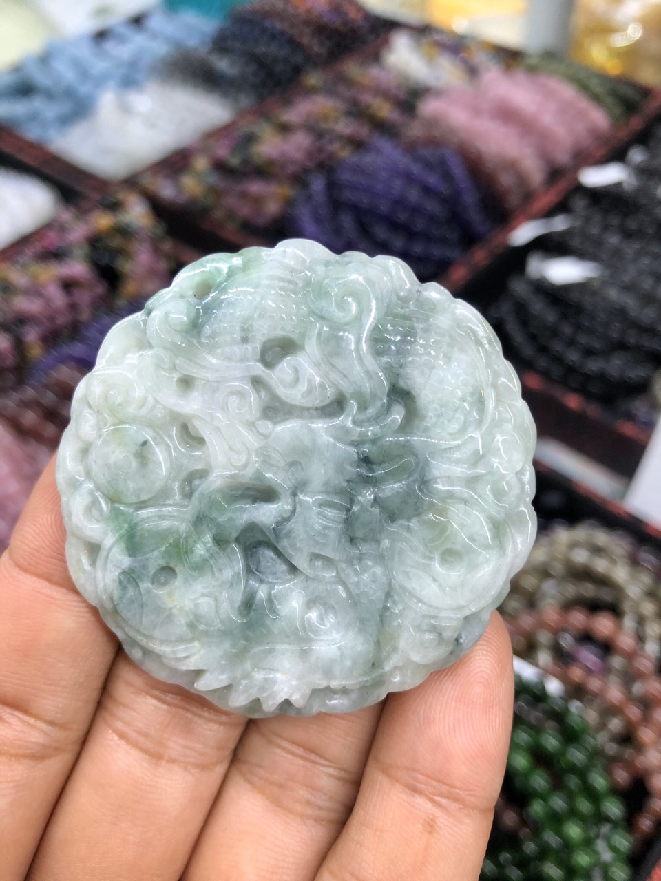 Mặt dây chuyền Rồng phong thủy đá ngọc cẩm thạch