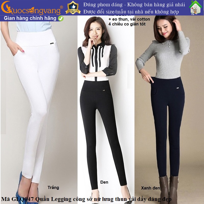 Quần nữ lưng cao co giãn 4 chiều quần legging nữ dài cotton GLQ047