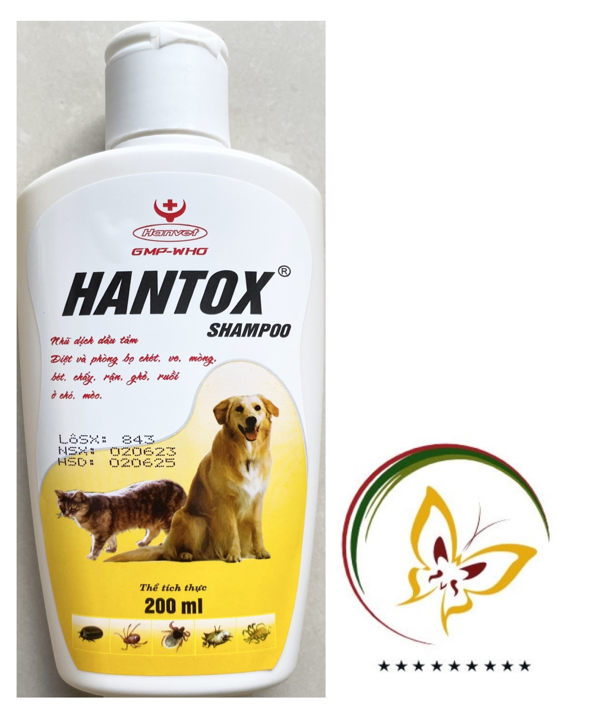 Hantox Shampoo - Dầu tắm Chó, Mèo (Màu Vàng Dành cho trưởng thành) - #059B# 200ml