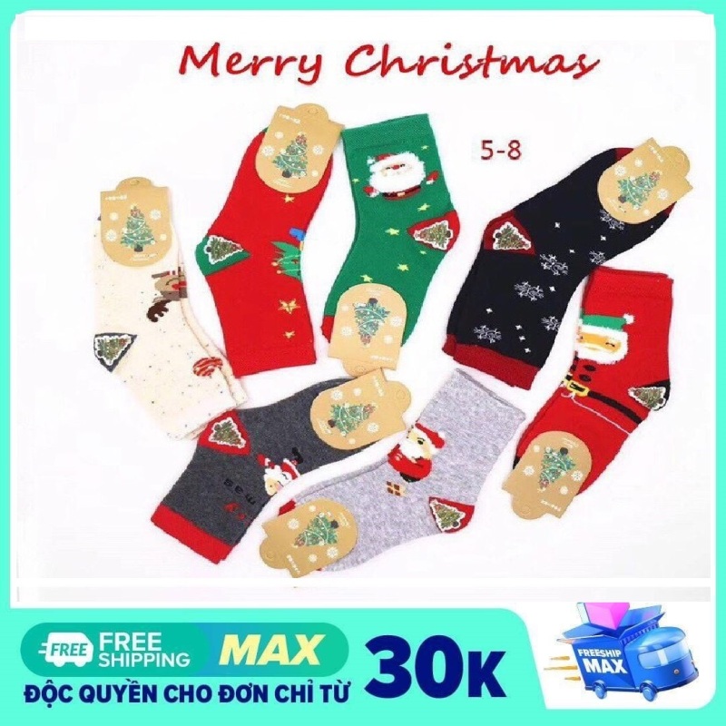 Combo 05 tất noel cho bé nhiều hình ngộ nghĩnh siêu xinh từ 1 tuổi đến 12 tuổi