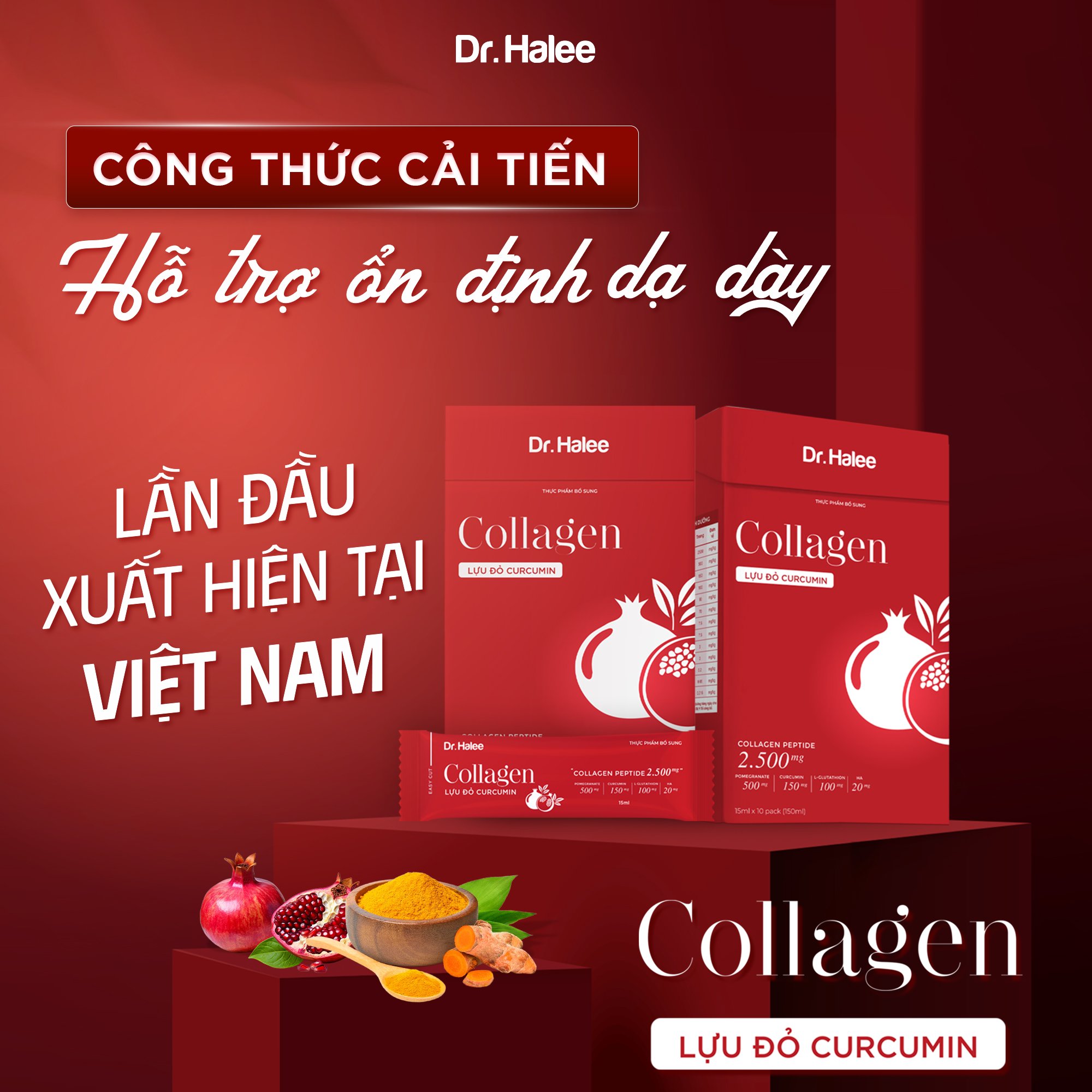 Combo 3 hộp collagen lựu đỏ curcurmin Dr.Halee