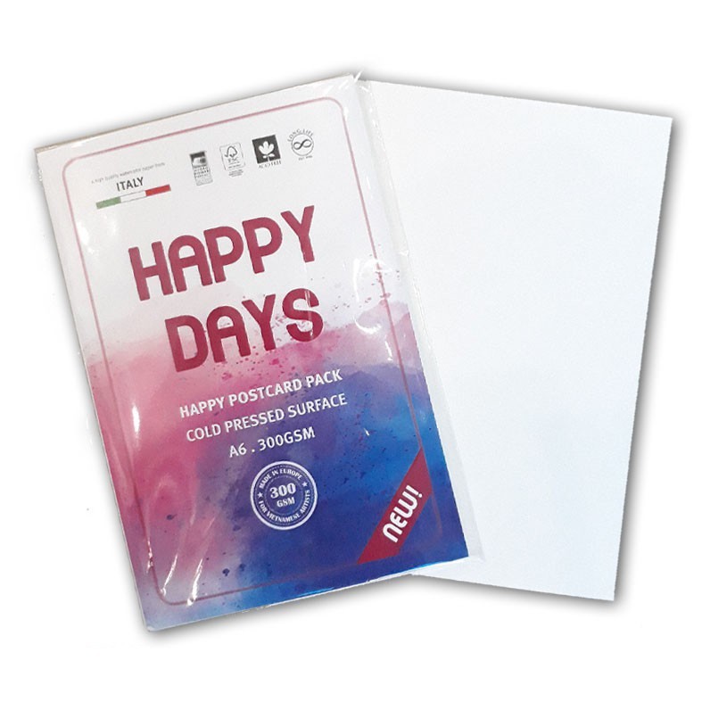 Giấy vẽ màu nước Happy Postcard A6 300gsm