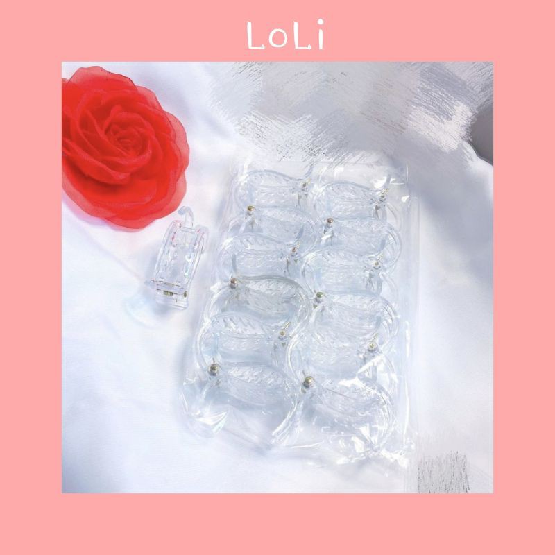 Vỉ 12 kẹp càng cua 3 răng trong suốt Loli.phukienthoitrang - loli