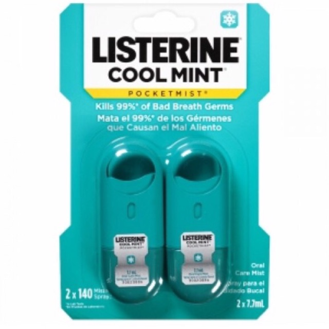 [HCM]Xịt thơm miệng Listerine Pocket Mist - Cool Mint 2 x 7.7ml