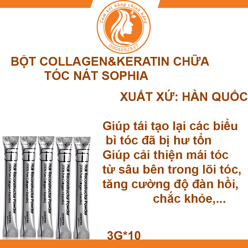Bột collagen & keratin chữa tóc nát Sophia