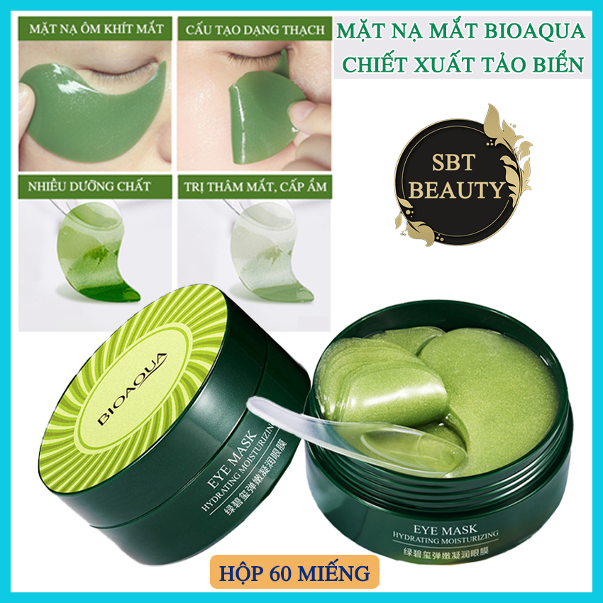 Hộp 60 Miếng Mặt Nạ Mắt Bioaqua Eye Mask Chiết Xuất Tảo Biển – Làm Giảm Thâm Quầng Mắt, Cấp Ẩm Cho Da, Thích Hợp Cho Người Thức Khuya, Bị Thâm Mắt, Bọng  Mắt, Đắp Được Cho Cả Mặt