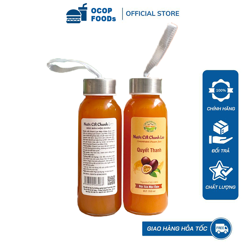 Nước cốt chanh leo (Chai thủy tinh 350ml), nước cốt trái cây nguyên chất