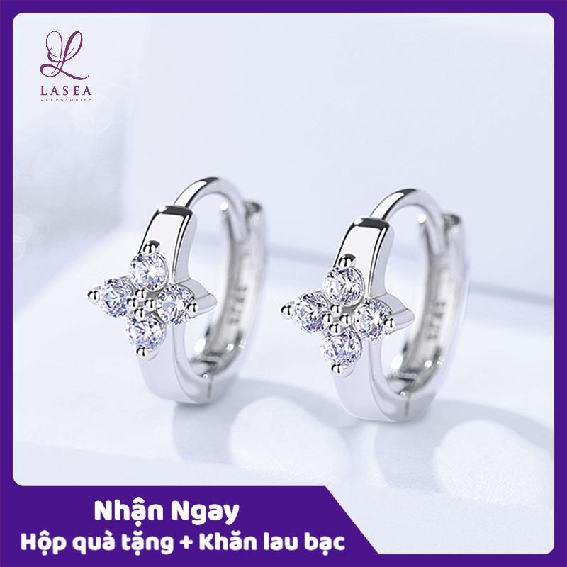 Bông tai nữ trang sức bạc Ý S925 Lasea - Hoa tai Hàn Quốc Hoa 4 Cánh E1079