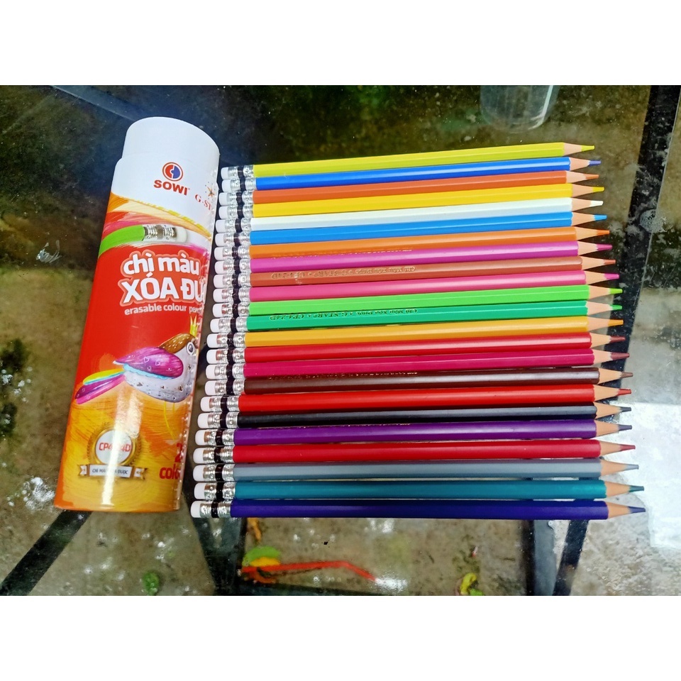 Chì màu xoá được 24 cây dài kèm chuốt