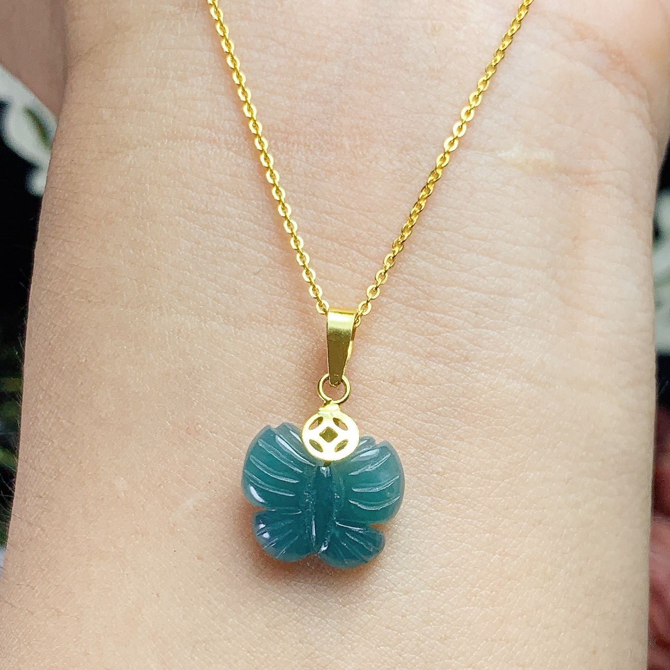 MẶT DÂY CHUYỀN CHẢM CỬU VỸ HỒ LY VÀ HỒ ĐIỆP - CHẤT LIỆU LAM NGỌC VÀ THẠCH ANH DÂU SANG TRỌNG ĐẲNG CẤP - PHÚC AN STORE BỌC VÀNG THEO YÊU CẦU KHÁCH HÀNG