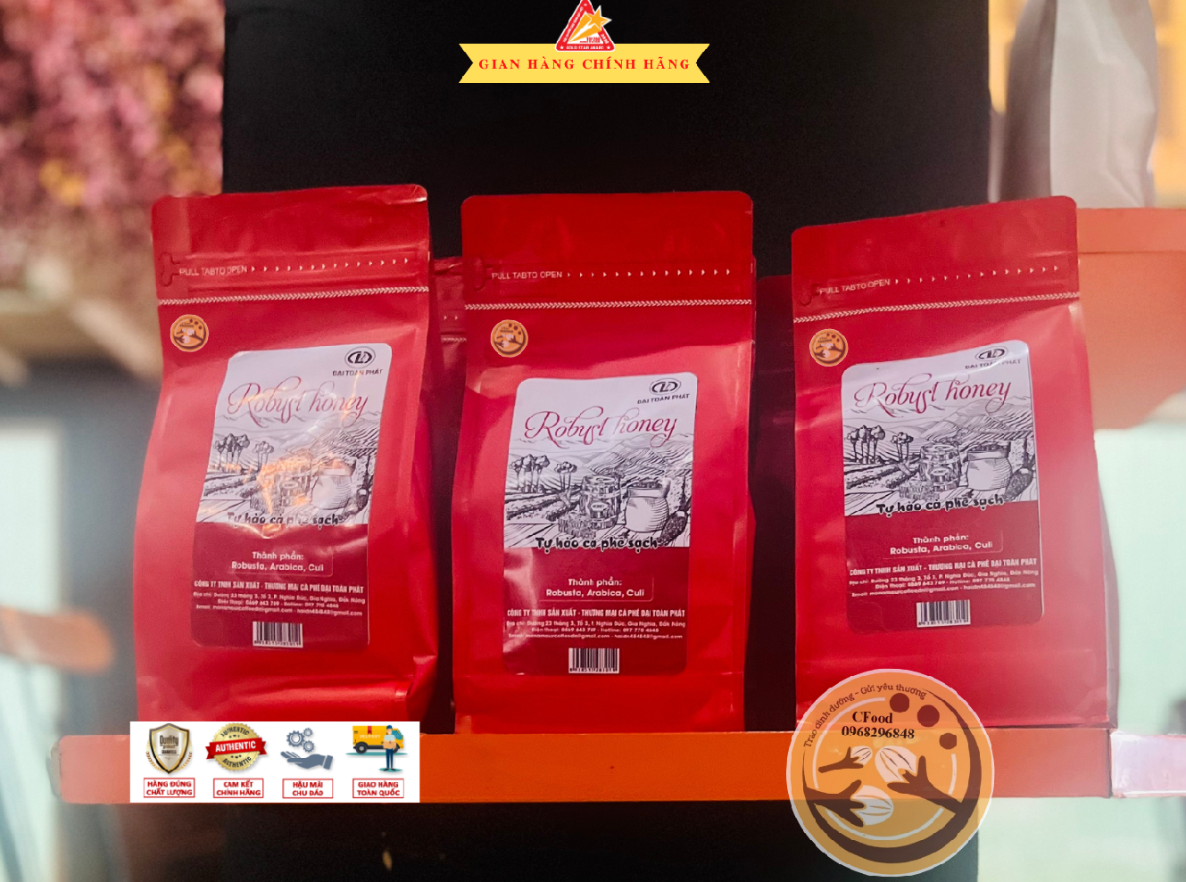 Cà phê Robusta [500g/ túi] - 100% Cà phê mộc rang xay nguyên chất